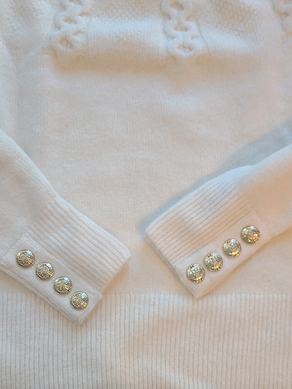 Holland Cooper Astoria Half Cable Knit Sweater In Oyster - Picture 5 of 11